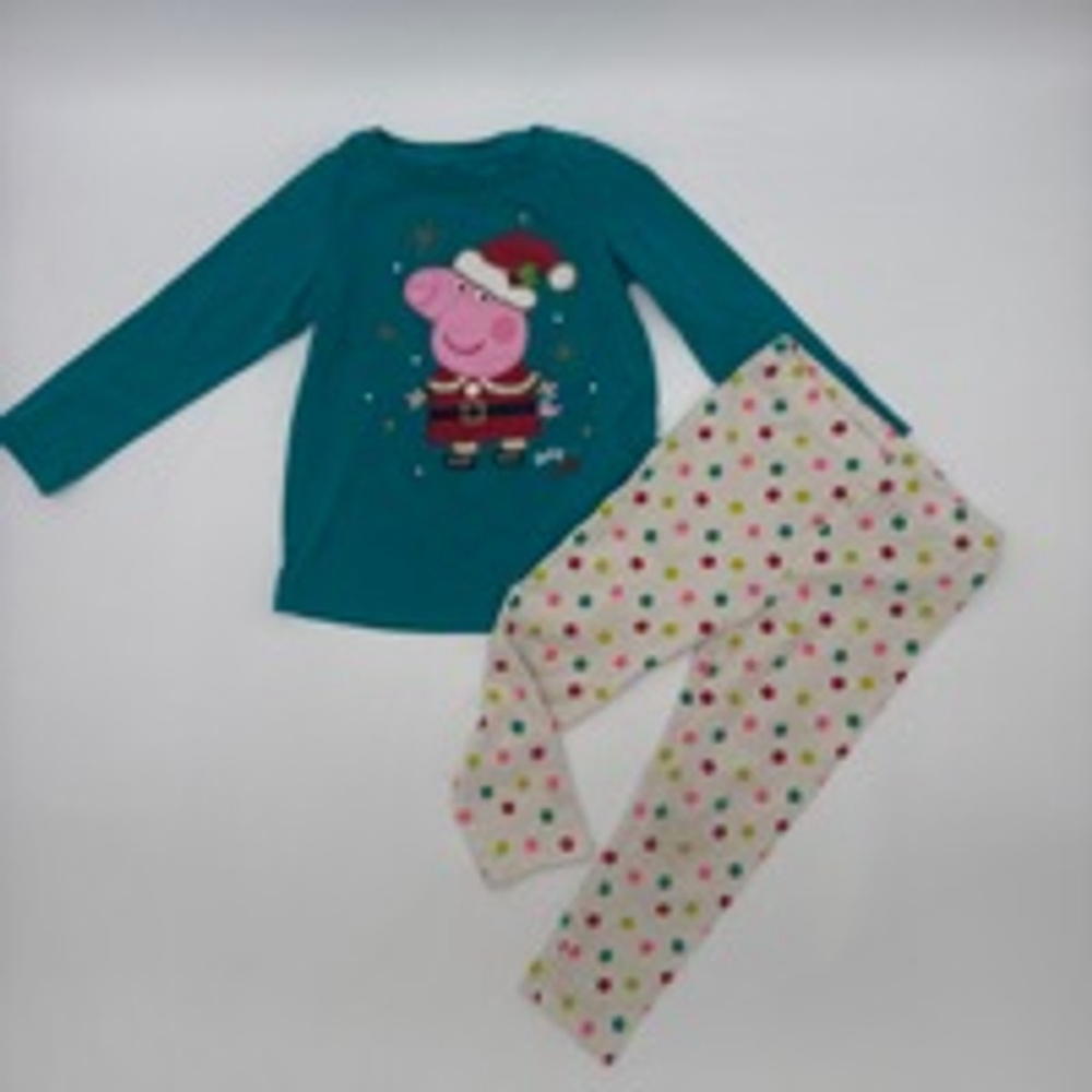 JUMPING BEANS Pajama Set 24M Teal Peppa Pig Christmas